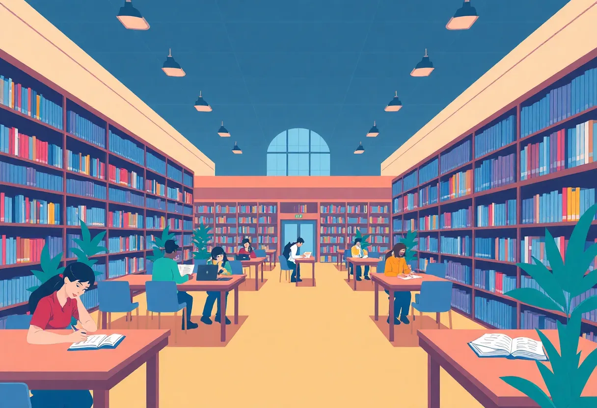 Students in university library promoting safety and privacy awareness