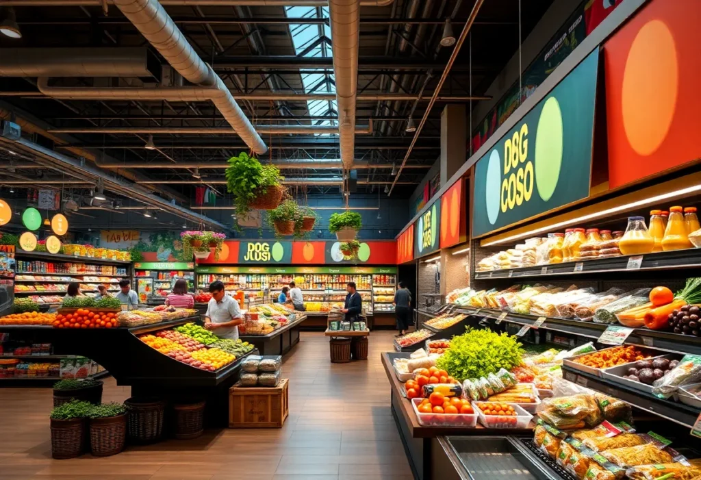 Interior view of Lotte Plaza Market with food court