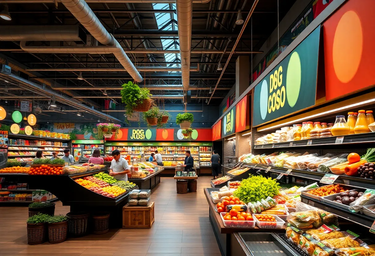 Interior view of Lotte Plaza Market with food court