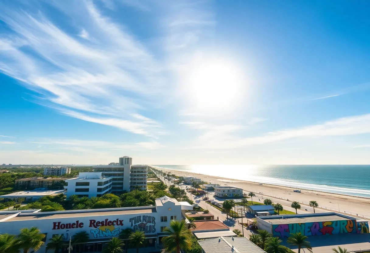 A breathtaking view of Melbourne Florida's beaches and downtown area.