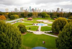 View of Melbourne park showcasing recreational facilities and community enjoyment