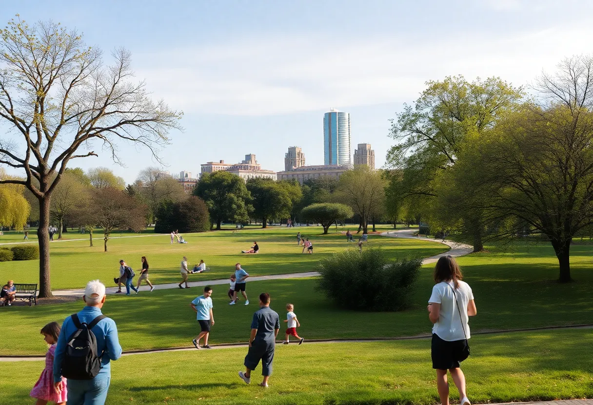 Families enjoying a beautiful park in Melbourne.
