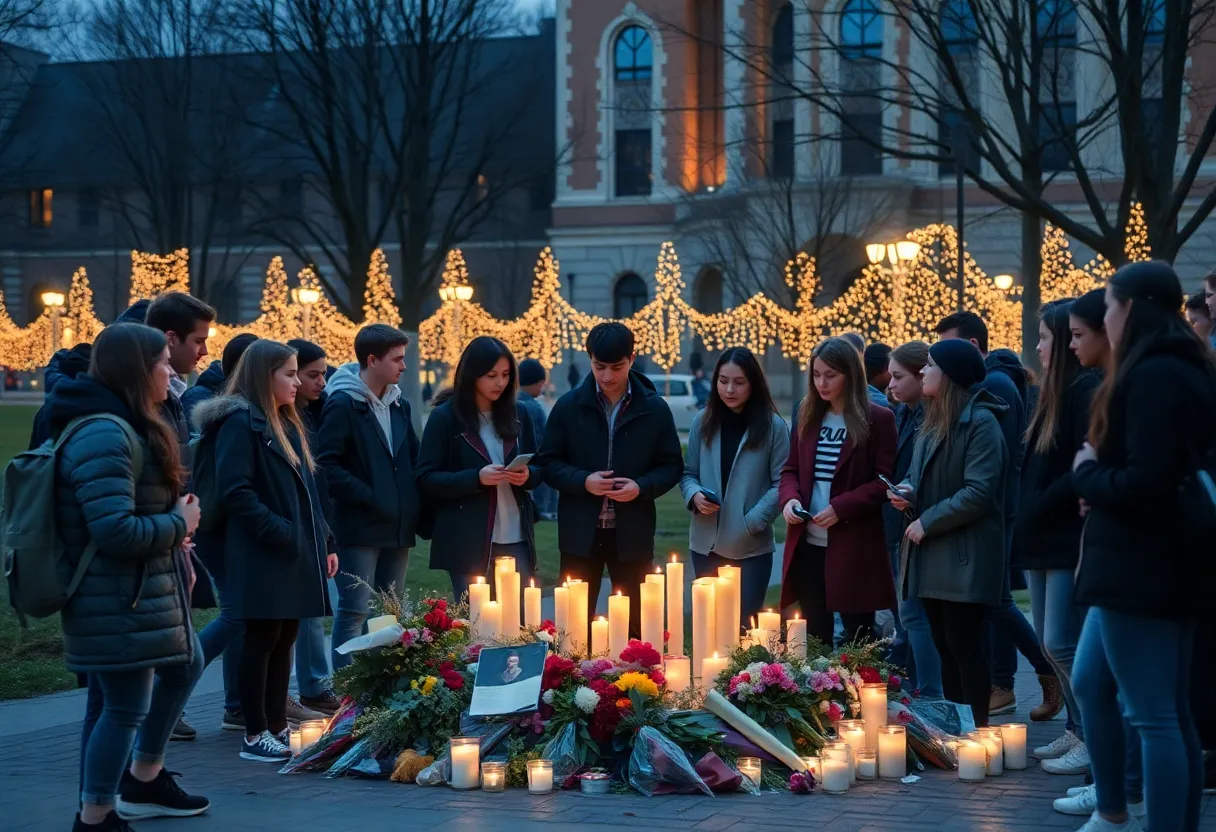 Students holding candles in remembrance of Charlie Kirk at UCF