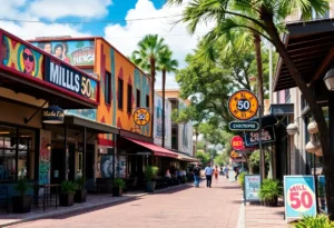 Mills 50 Neighborhood with restaurants and public art
