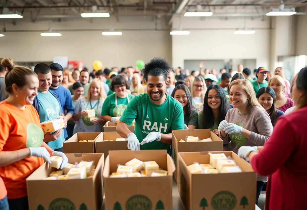 Volunteers packing meals at the Montverde Academy Hunger Project
