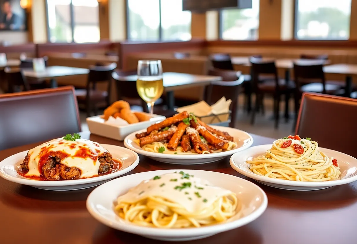A selection of Olive Garden's lighter portion entrées served with breadsticks and salad.