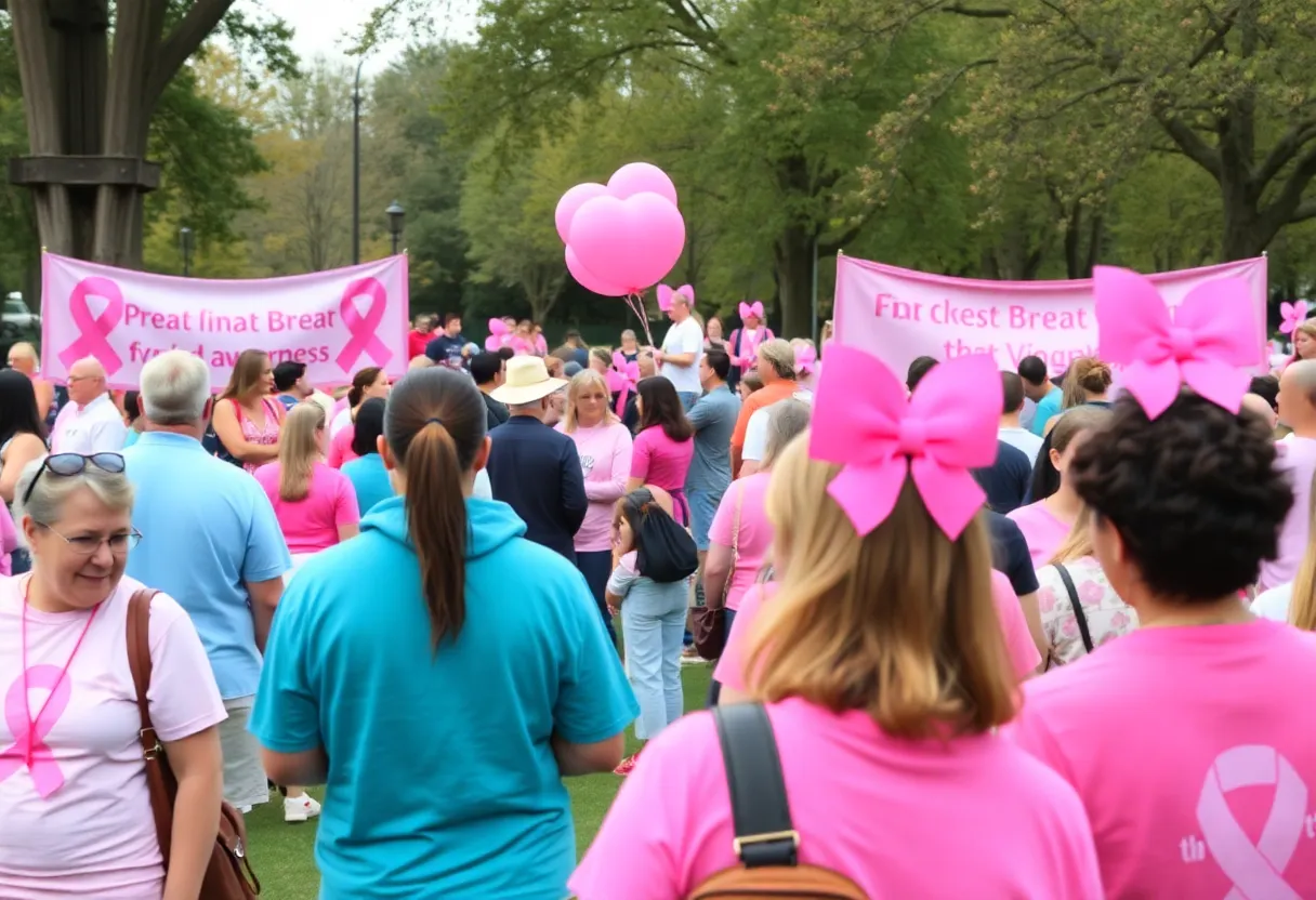 Participants in pink at the Orlando Breast Cancer Awareness Walk
