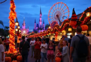 Families enjoying Halloween festivities in Orlando