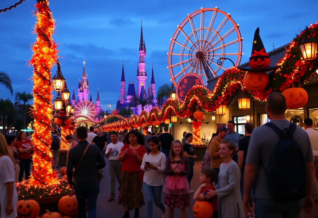 Families enjoying Halloween festivities in Orlando