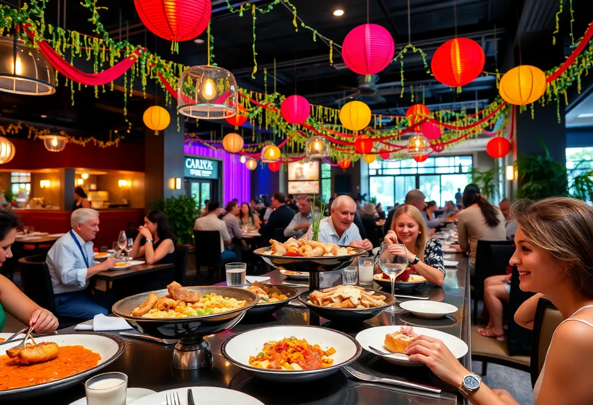 People enjoying gourmet meals during Orlando Magical Dining event