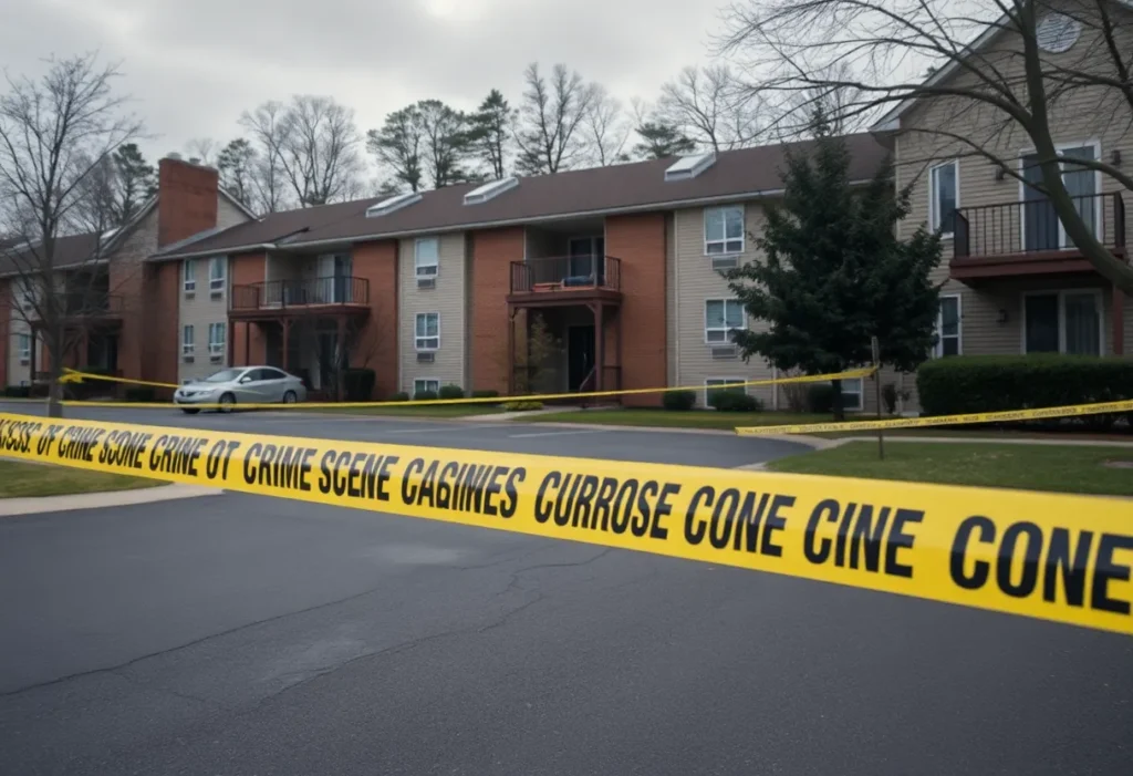 Crime scene tape around Lake Sherwood Apartments in Orlando.