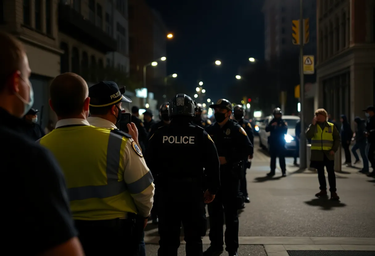 Police scene in Orlando during a late-night incident
