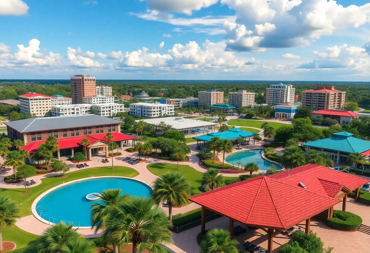 Scenic view of Orlando, Florida highlighting retirement-friendly facilities.