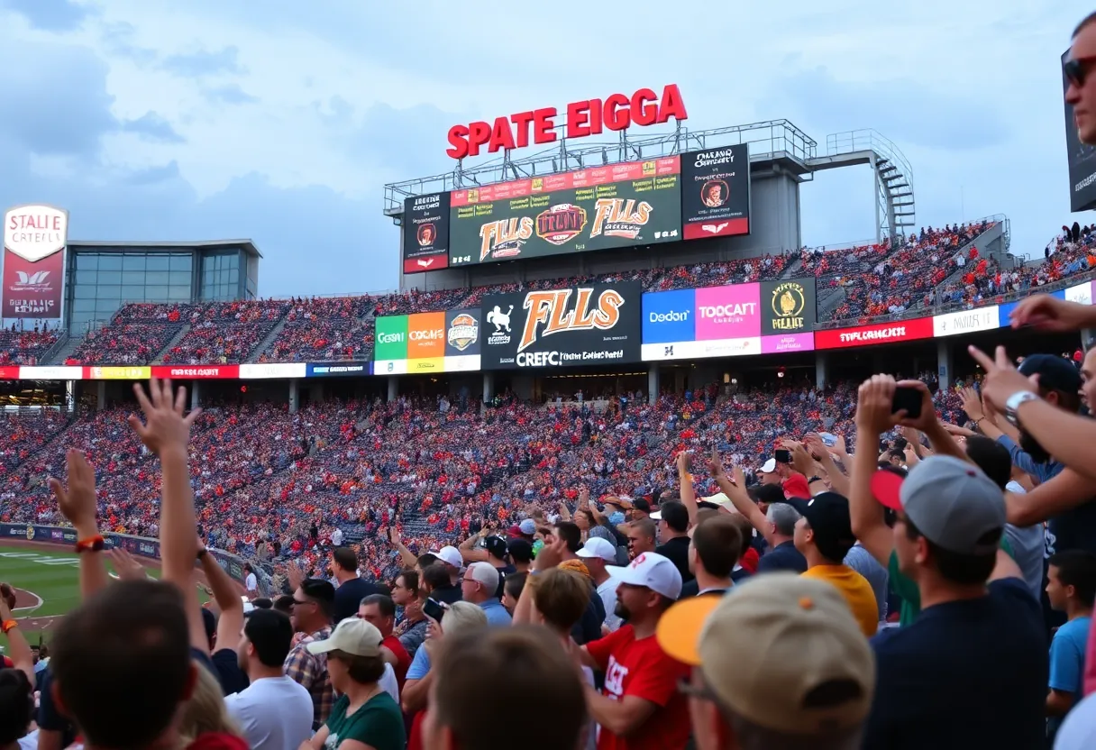 Orlando sports events in a vibrant city atmosphere with cheering crowds