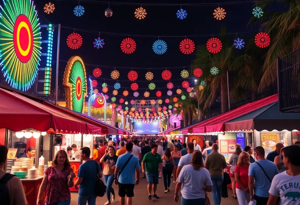 Crowd enjoying music and food festival in Orlando