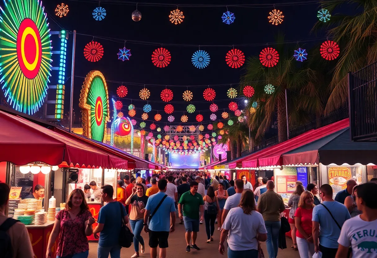 Crowd enjoying music and food festival in Orlando
