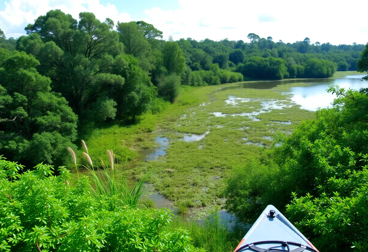 Lush nature reserve in Palm Bay, Florida with water body