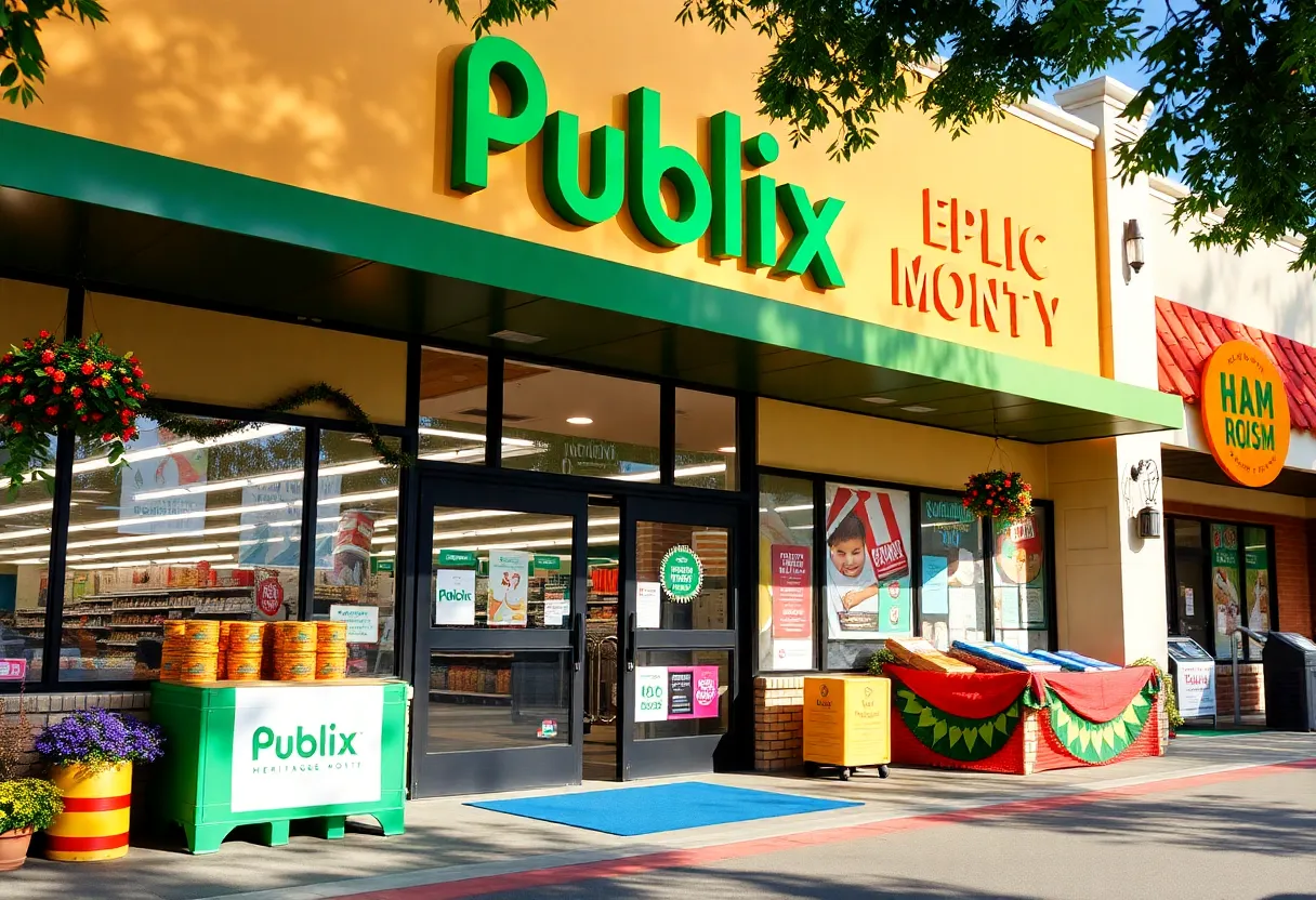 Exterior view of the new Publix supermarket in Orlando during Hispanic Heritage Month celebrations.