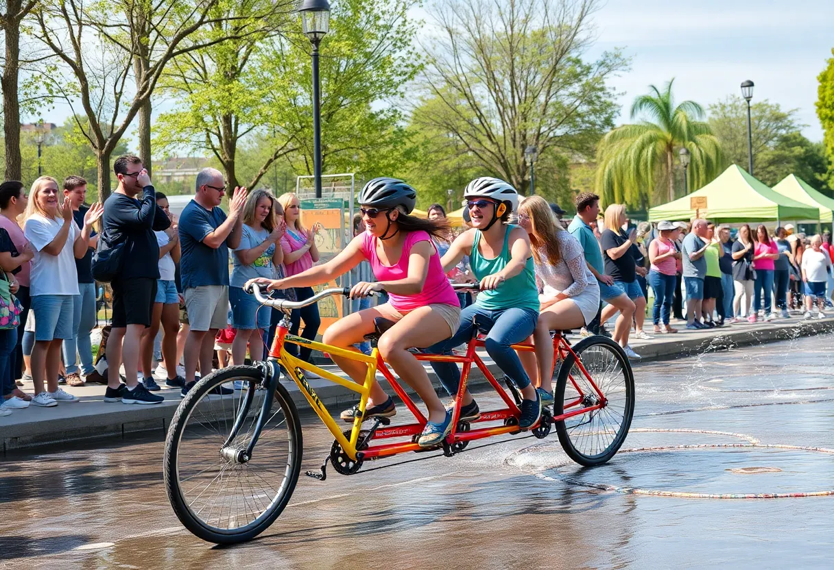 Scene from the Red Bull Tandem Rollercoaster event with spectators and competitors