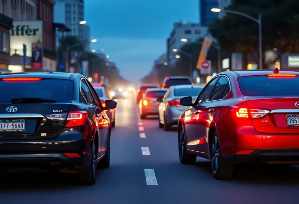 Dramatic road rage incident between two vehicles in urban setting