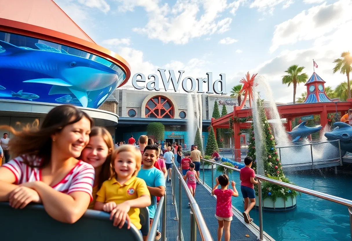 Families enjoying attractions at SeaWorld Orlando