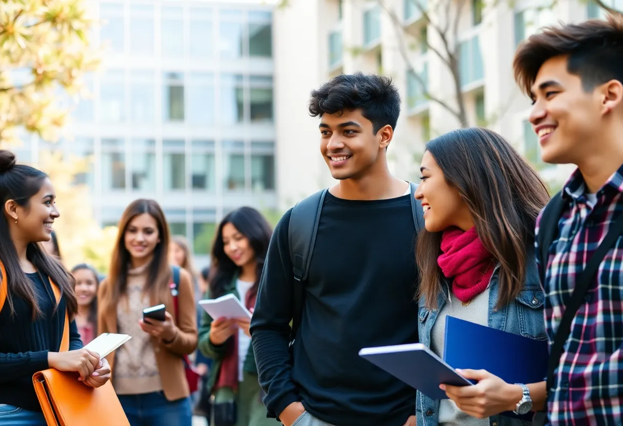 Students collaborating on UCF campus
