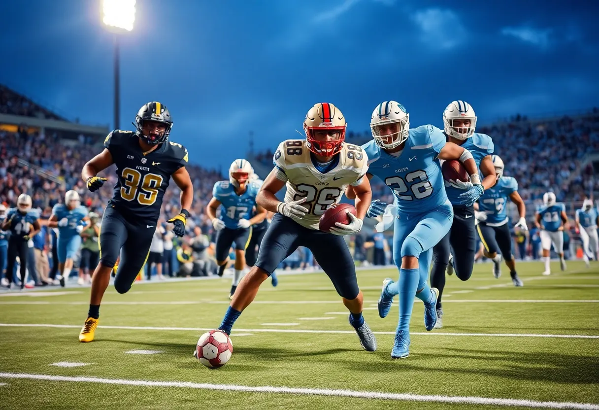 UCF Knights football team in action against North Carolina Tar Heels