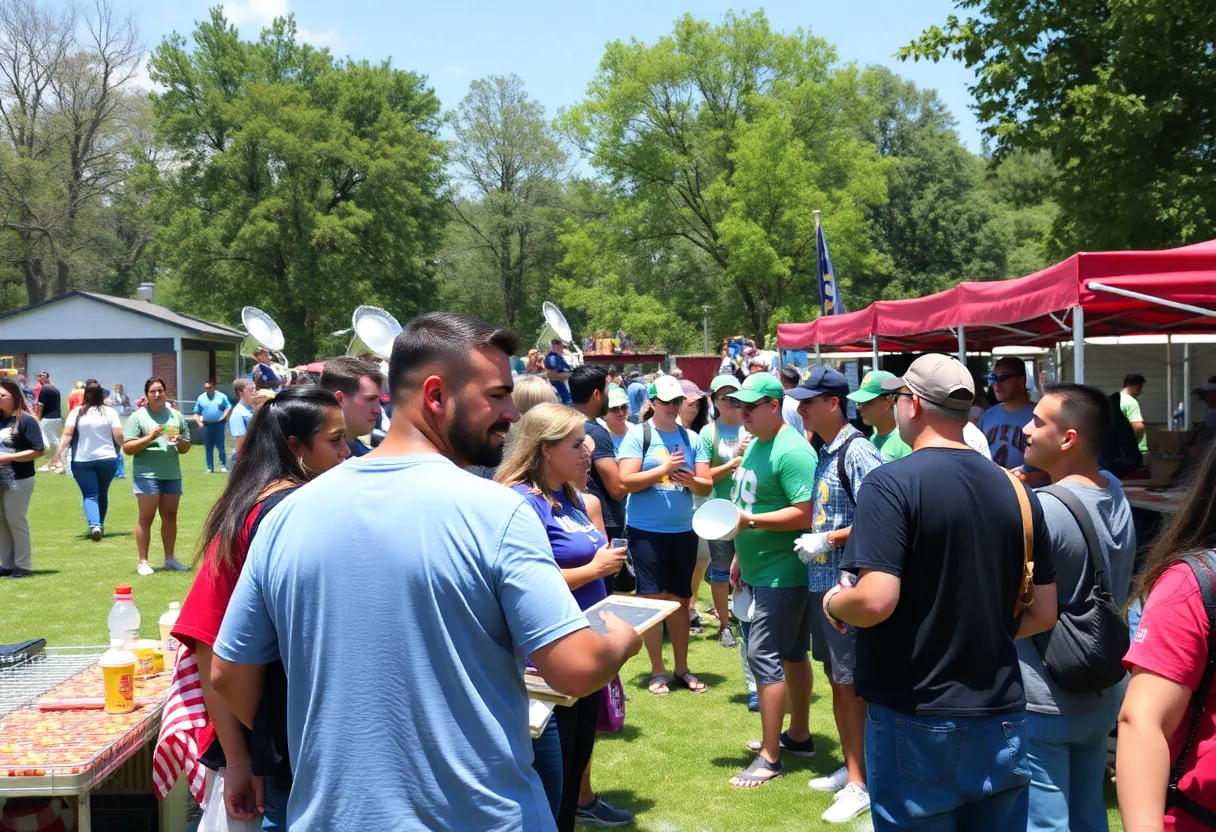 Crowds gather at the FOX 35 Ultimate Tailgate event with food stalls and live performances at ICON Park.