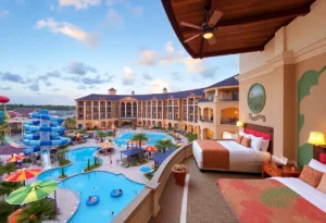 Overview of Villatel Orlando Resort showing villas and water park