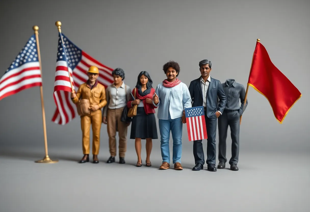 Illustration depicting immigration responsibilities and national values.