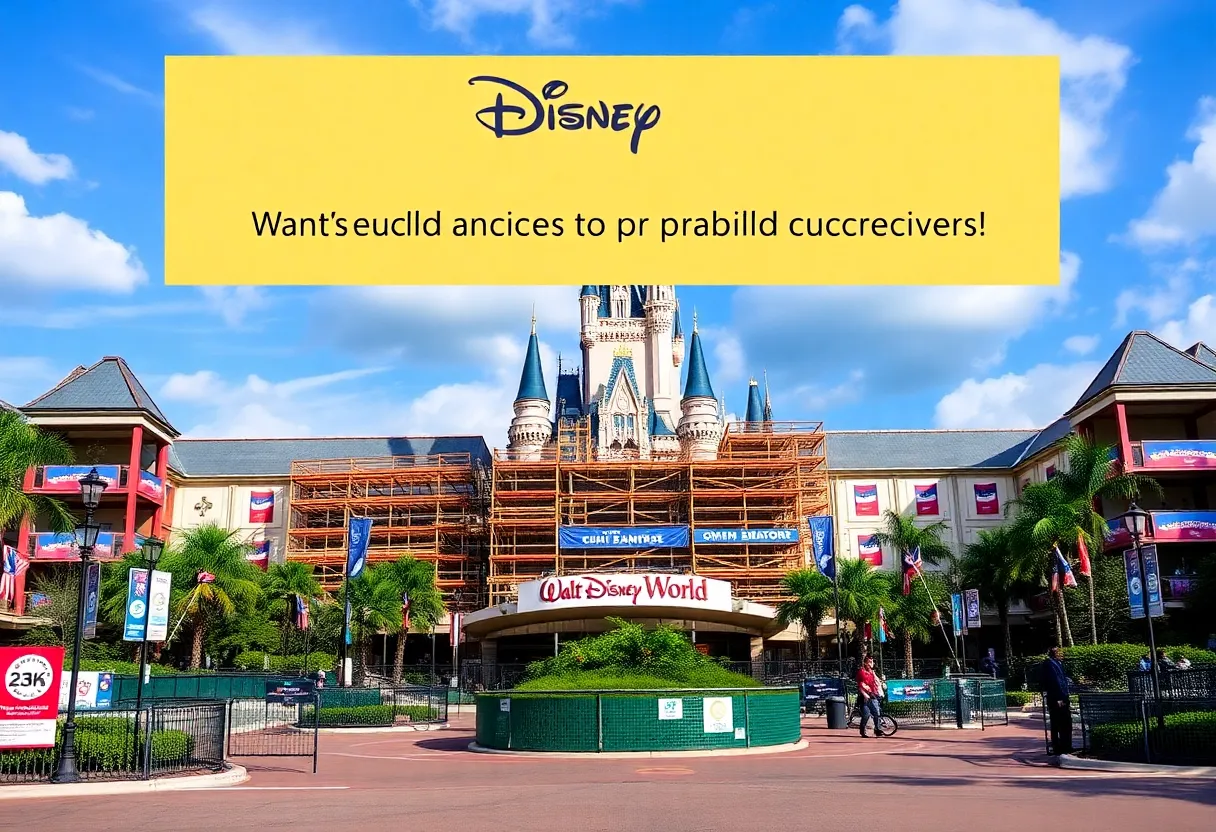 Walt Disney World Resort under refurbishment with construction elements