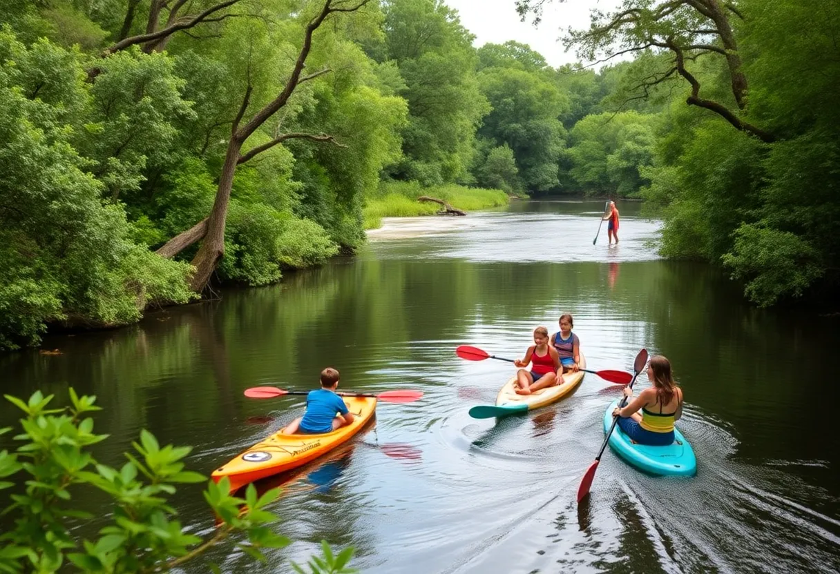 Families enjoying outdoor activities at Wekiwa Springs State Park in Orlando, Florida.