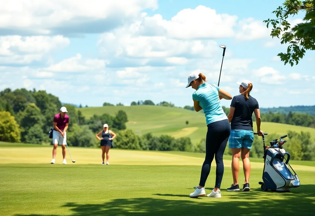 Female golfers competing at the Rio Pinar Golf Course