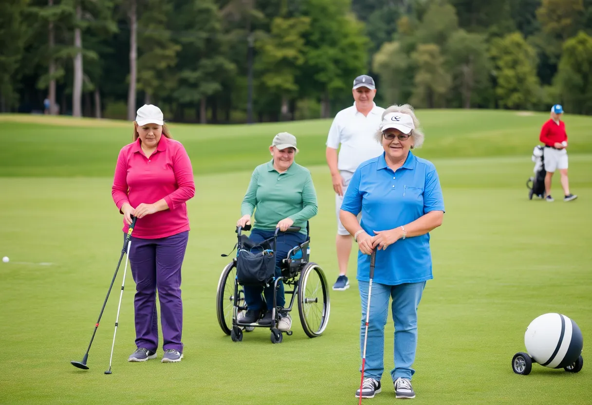 Participants of varying abilities enjoying the adaptive golf program in Orlando