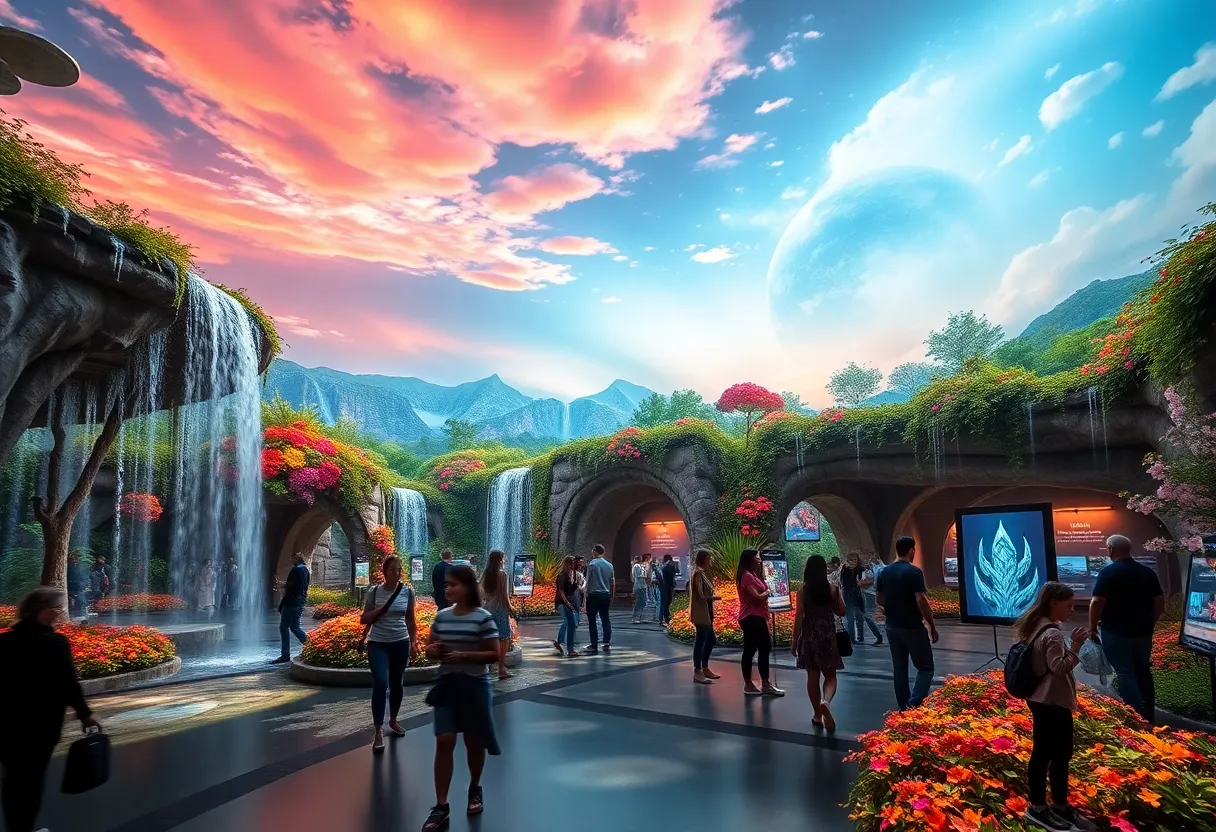 Rendering of the Arte Museum at Icon Park in Orlando showcasing immersive galleries inspired by nature.