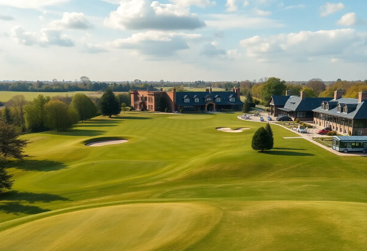 A renovated Dubsdread Golf Course with modern training areas and lush greens.
