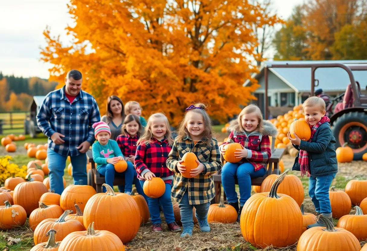 Families participating in fall activities at a farm in Orlando
