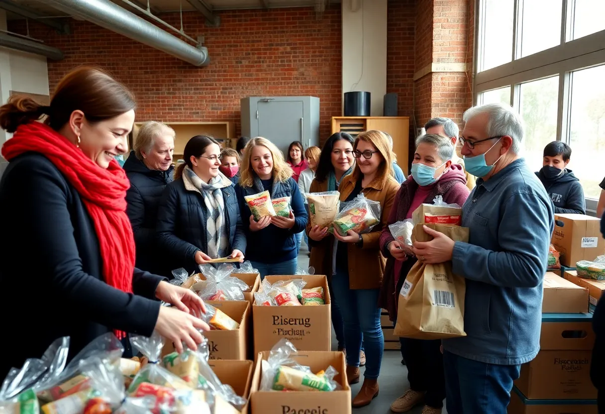 Food bank staff helping local residents during a federal shutdown