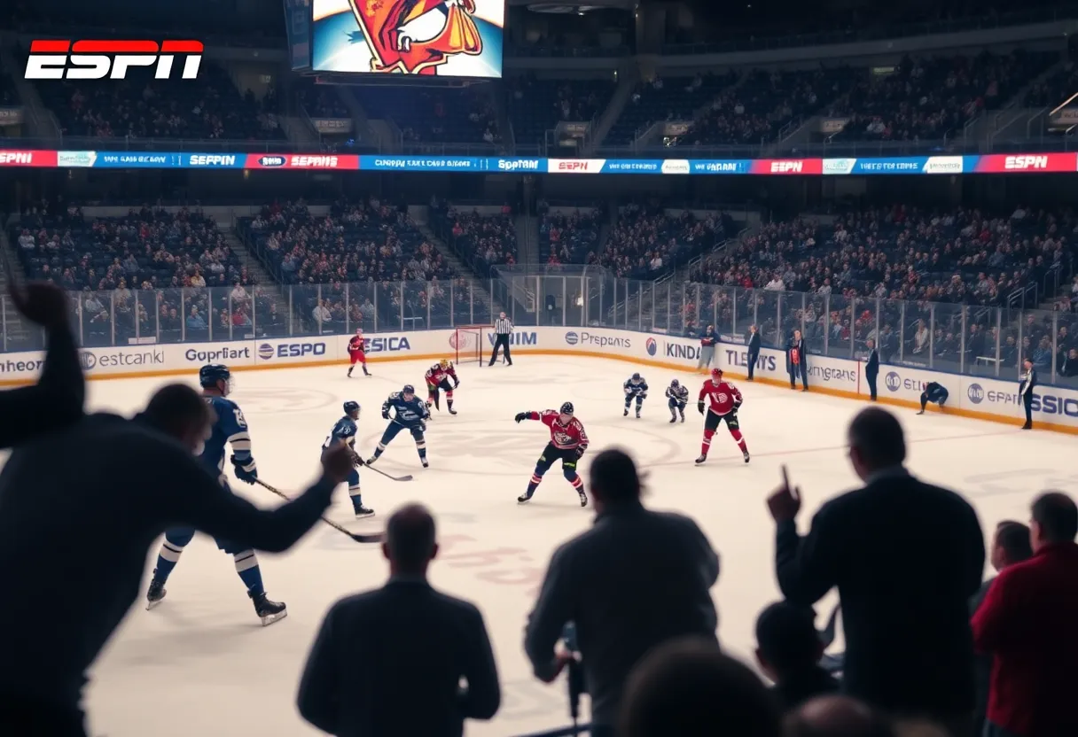 Action shot from the Florida Panthers vs Tampa Bay Lightning preseason game at the Kia Center.
