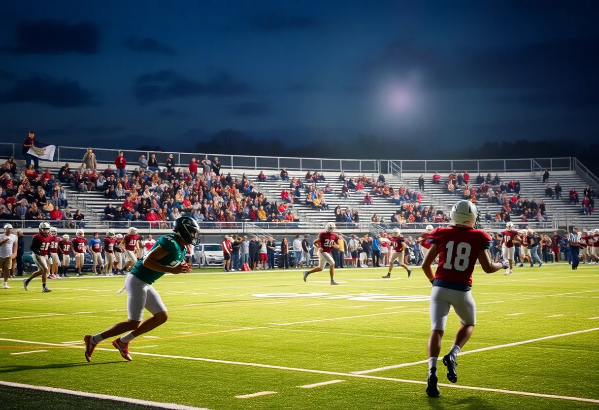 Football game at Freedom High School with players and fans