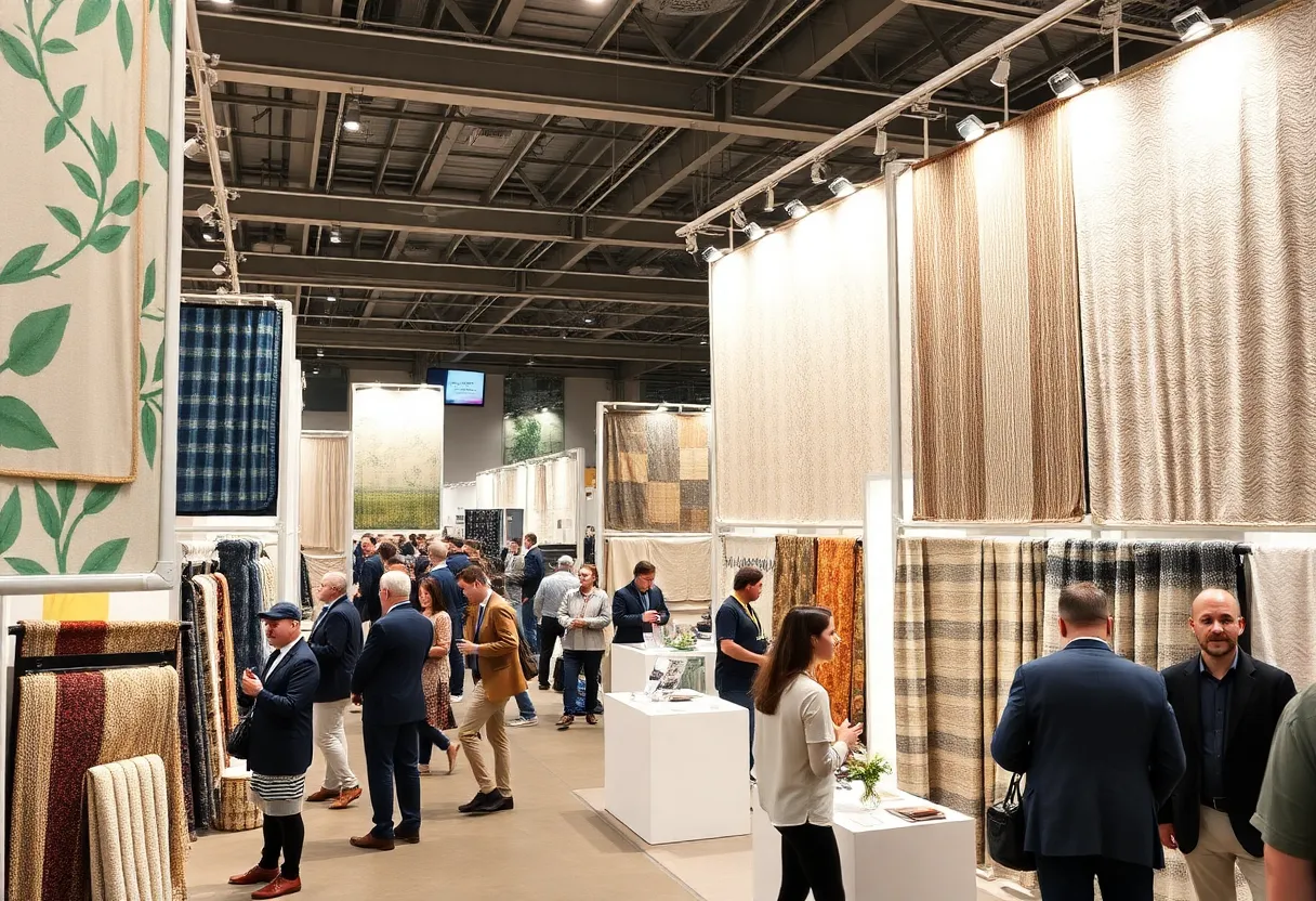 Exhibition hall at Functional Fabric Fair displaying innovative textiles