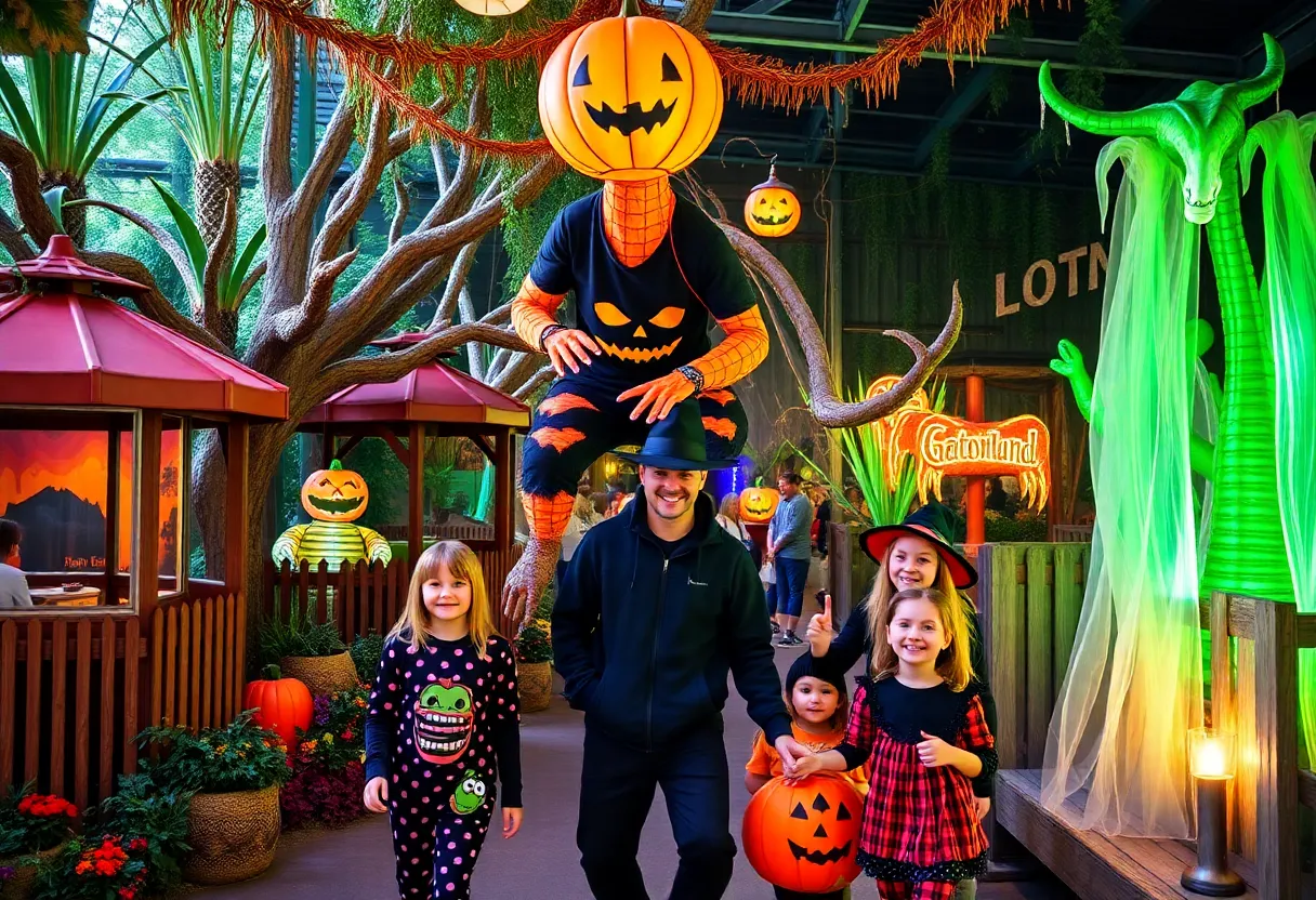 Families enjoying the Gators Ghosts and Goblins event at Gatorland