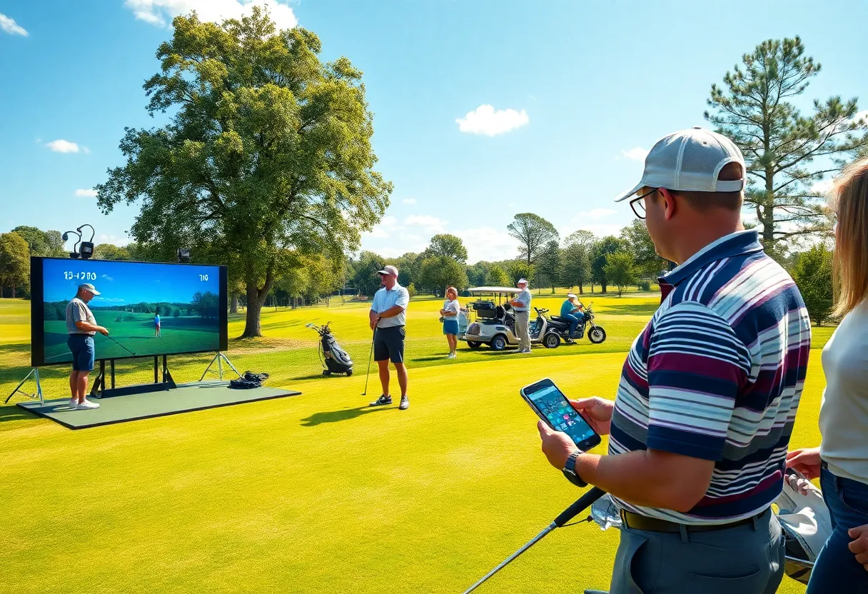 Golfers enjoying a sunny day on a golf course with advanced booking technology