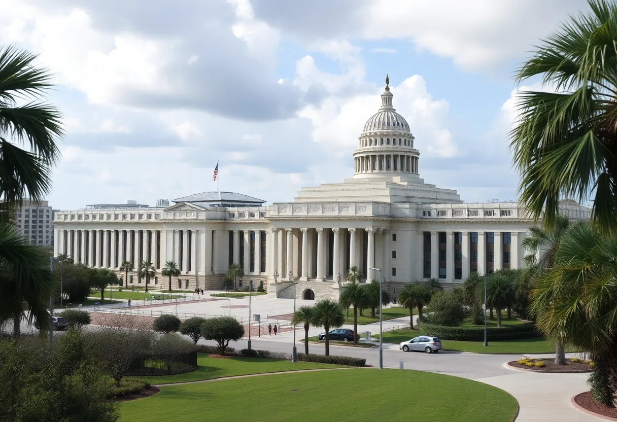 Panoramic view of federal buildings in Orlando during the government shutdown.