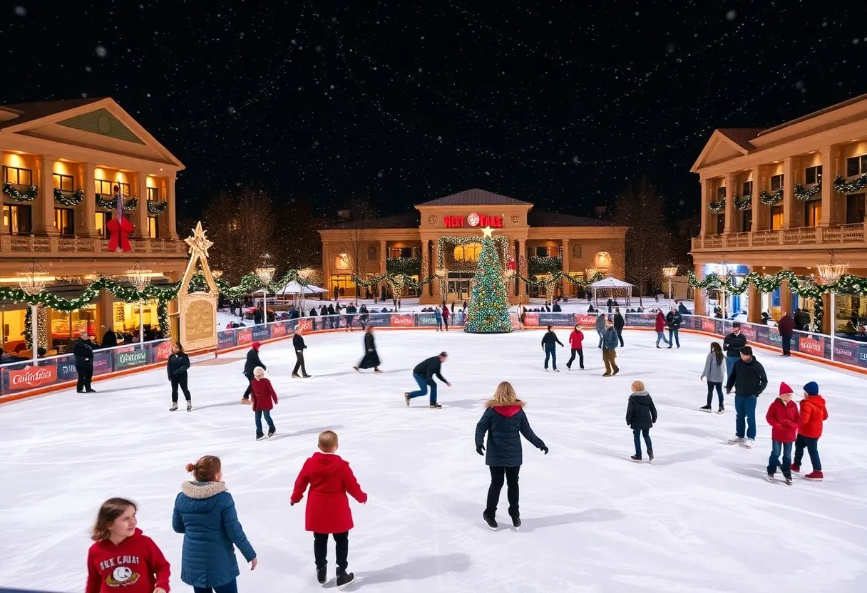 Outdoor ice skating rink at Grande Lakes Orlando during winter
