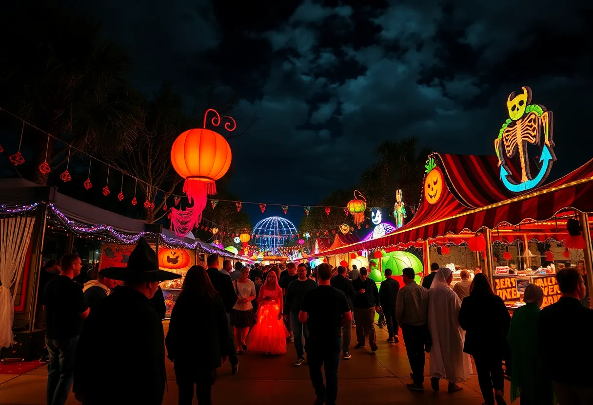Crowd enjoying Halloween Festival in Orlando