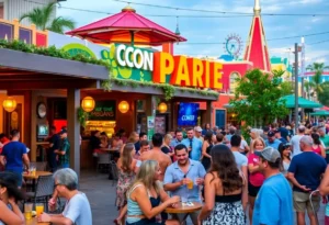 Guests enjoying outdoor events at ICON Park in Orlando
