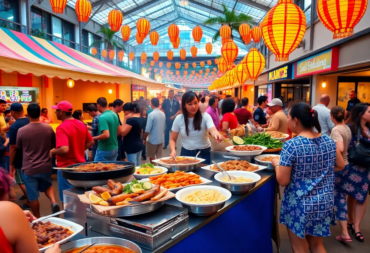 Food festival at ICON Park featuring barbecue and Cuban cuisine