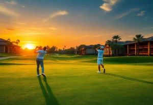 Golfers practicing at the Marriott Golf Academy