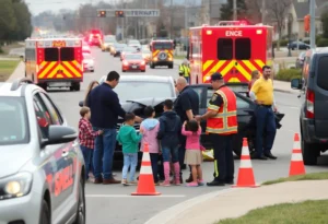 Emergency responders at the scene of a multi-vehicle accident in Orange County